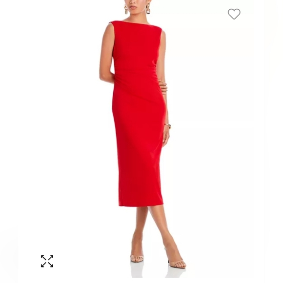 NWT Mollie Ruched Midi Dress Size XL in Red by WAYF - Picture 1 of 9